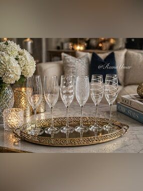 Mikasa Crystal “Cheers” Champagne Flutes – Set of 6